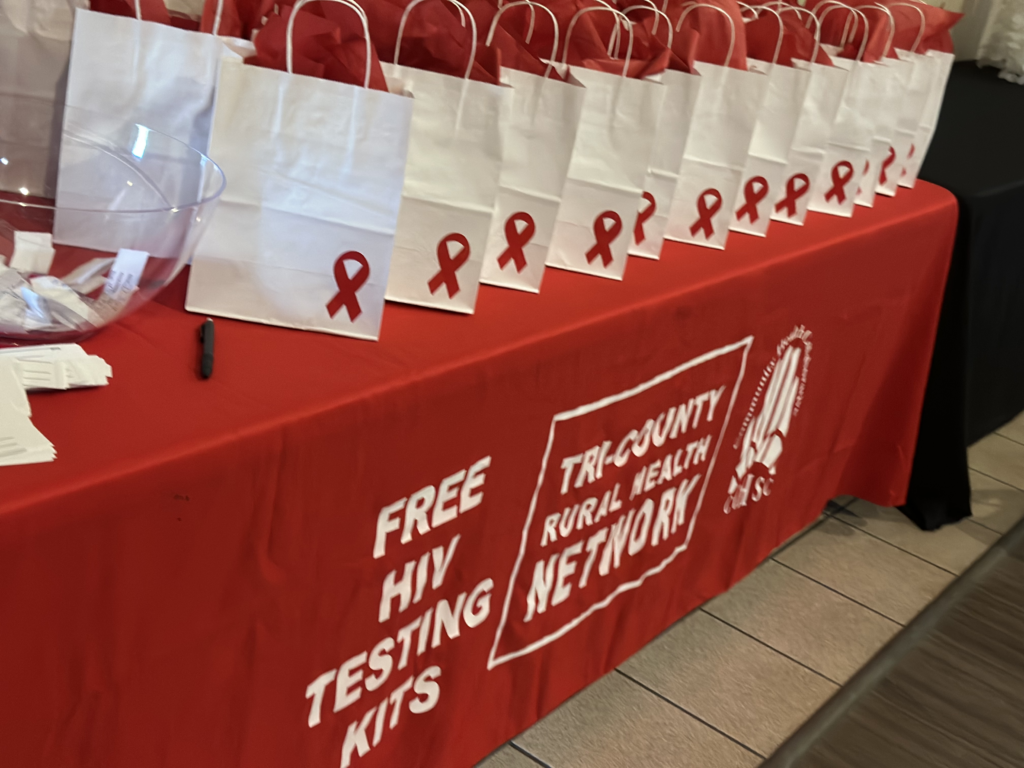 Gift bags that were given out to community members during the CCHSC HIV/AIDS Testing event on World AIDS Day. 